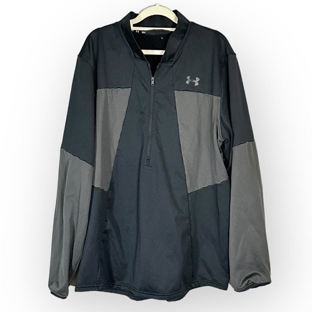 Under Armour Pullover Fleece Men's XXL Gray Colorblock  1/2 Zip Long Sleeve